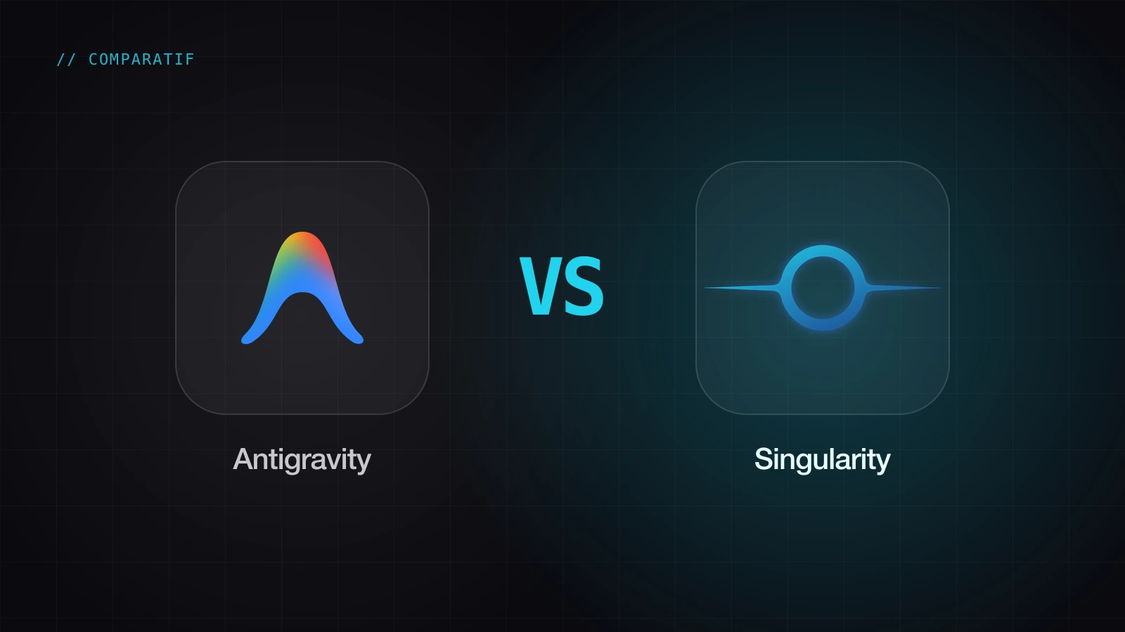 Le logo de Antigravity face au logo de Singularity : comparatif entre Google Antigravity et Singularity