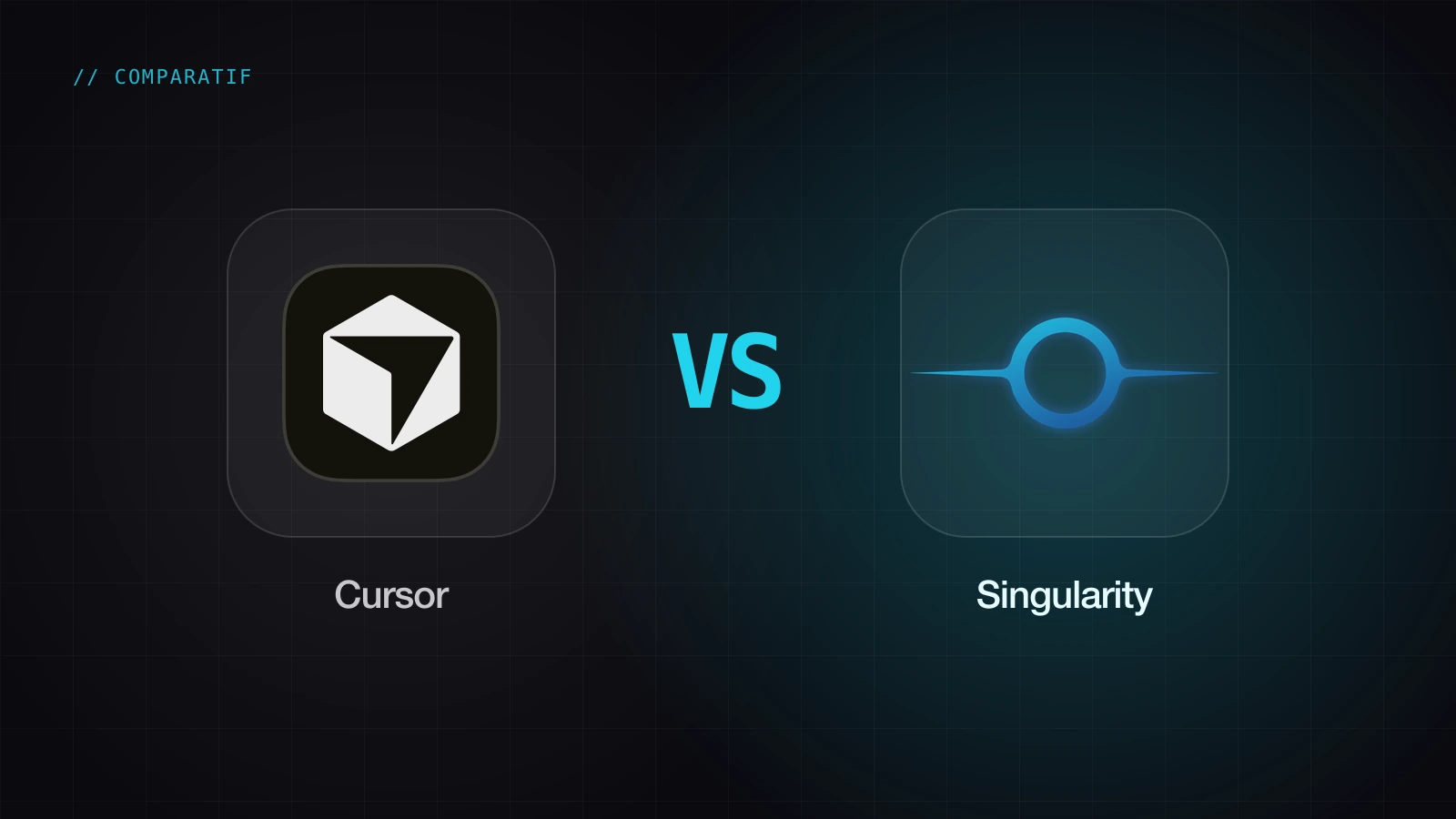 Le logo de Cursor face au logo de Singularity : comparatif entre l’éditeur IA Cursor et Singularity
