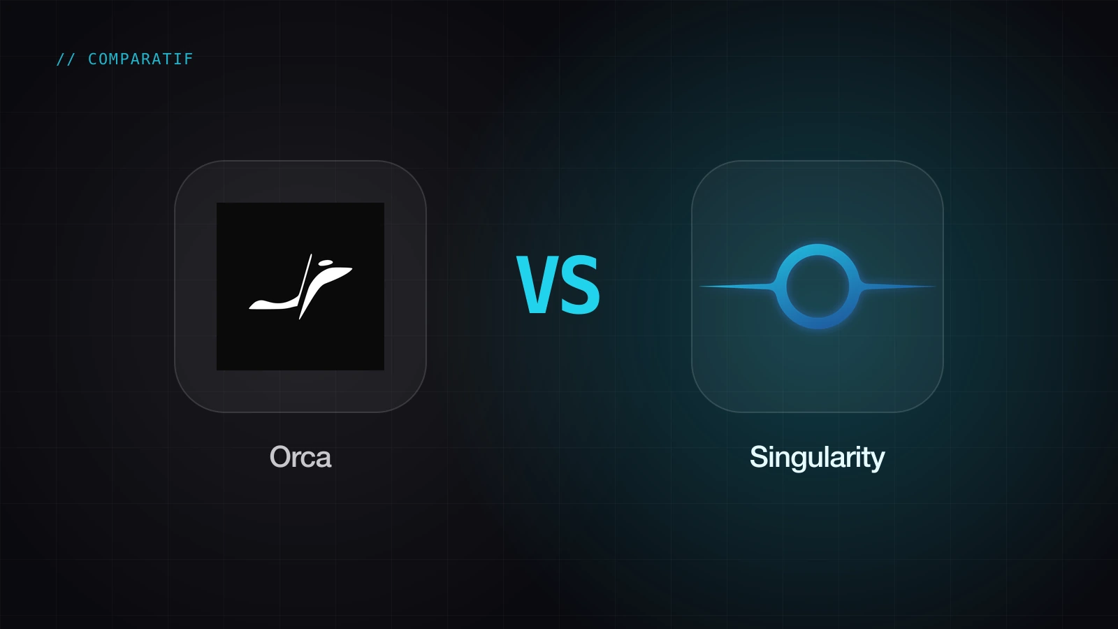 Le logo de Orca face au logo de Singularity : comparatif entre Orca et Singularity