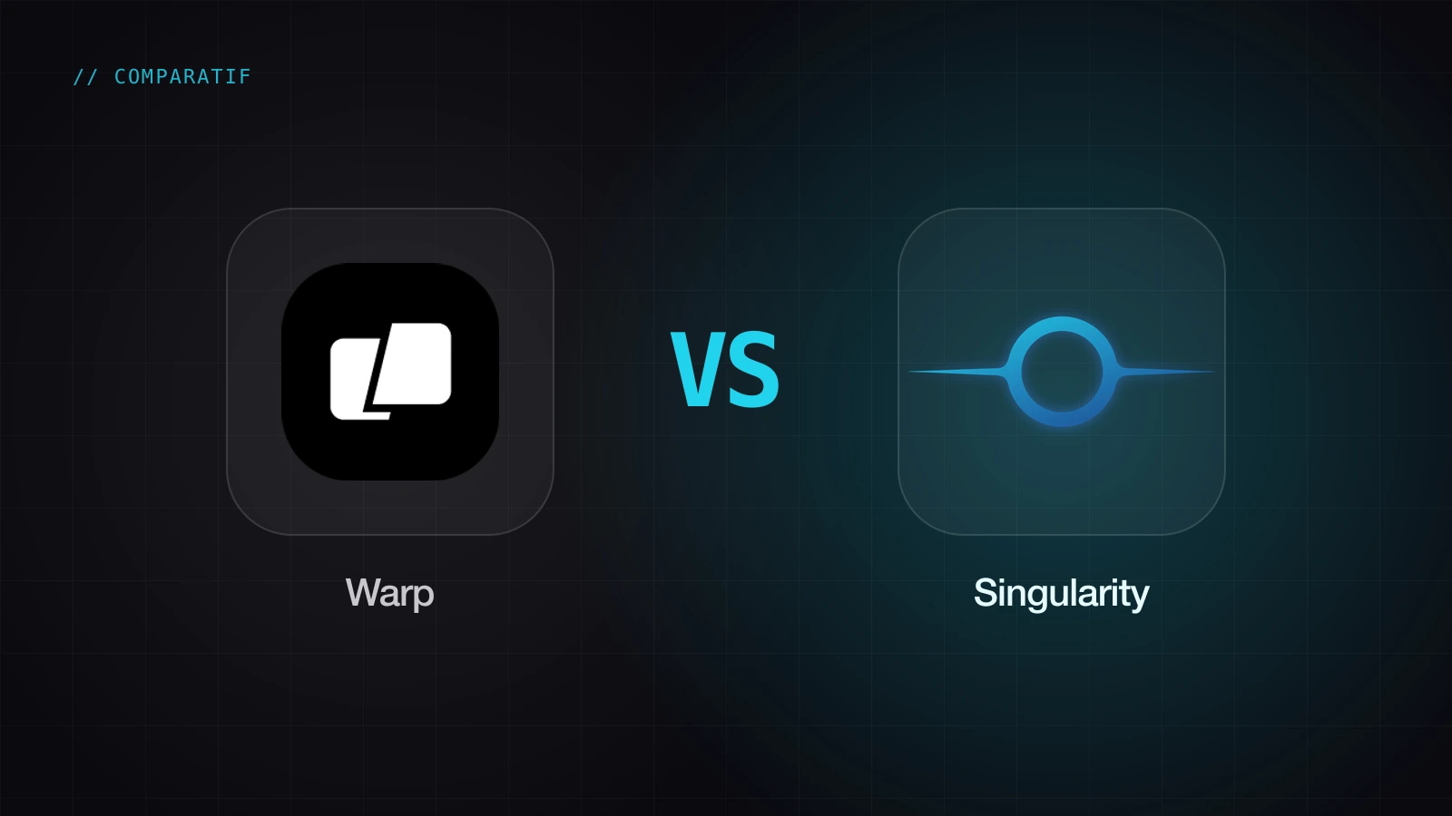 Le logo de Warp face au logo de Singularity : comparatif entre le terminal Warp et Singularity