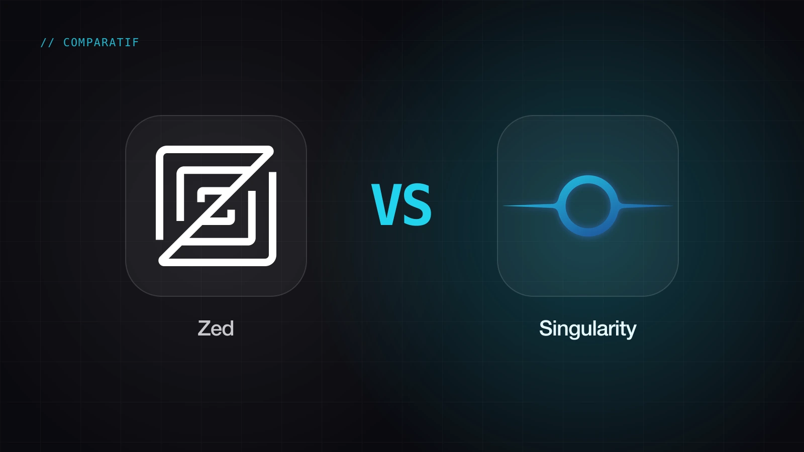 Le logo de Zed face au logo de Singularity : comparatif entre l’éditeur Zed et Singularity