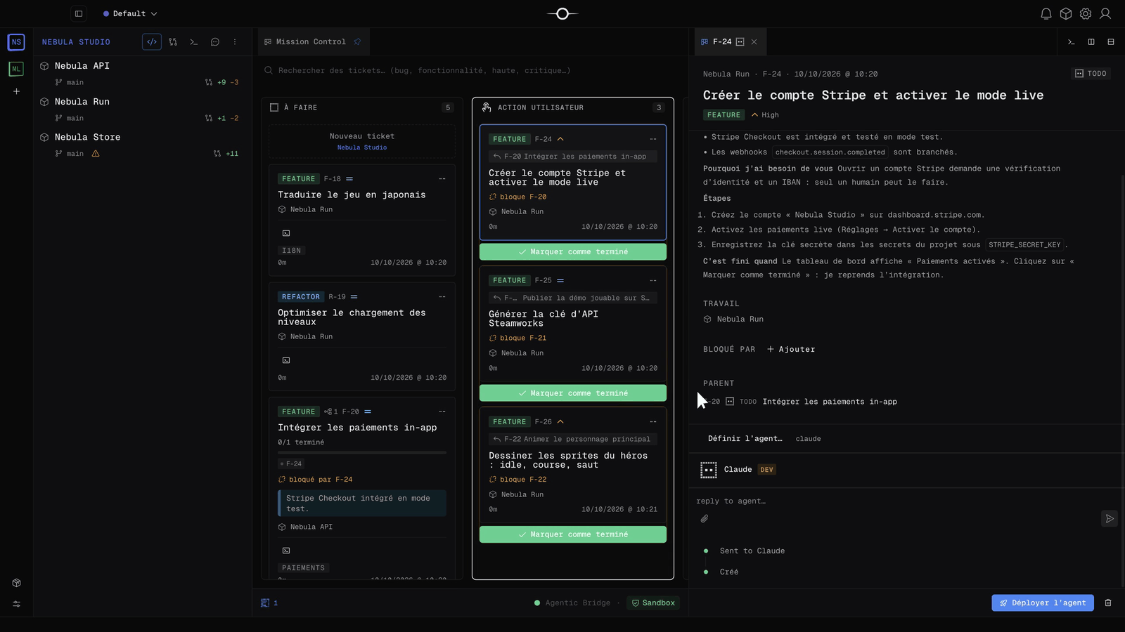 User action details: what the agent asks for and the steps to follow